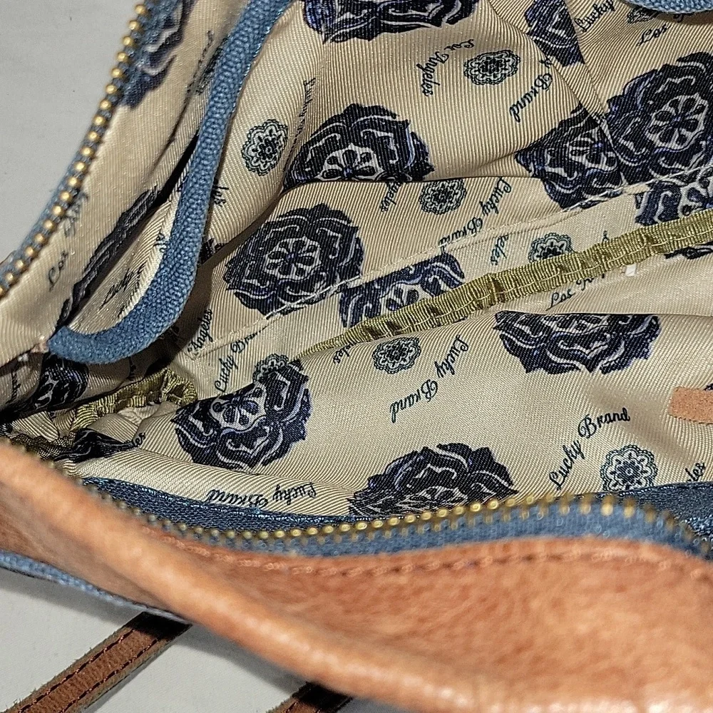 Lucky Brand Coated Canvas and Brown Leather Studded Shoulder Bag